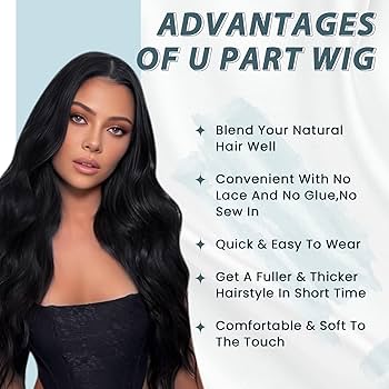 ☆100% remy hair human hair (U part) wig☆ Natural Black 100 Real Human Hair Glueless U Part Wigs For